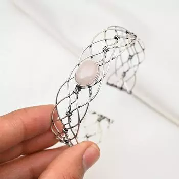 Браслет из розового кварца ручной работы, новейший дизайн, браслет из стерлингового серебра 925 пробы с драгоценными камнями, подарок для матери Adjustable розовый