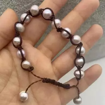 Браслет из розового пресноводного жемчуга в стиле барокко, вдохновленный драгоценностями, 9–10 мм