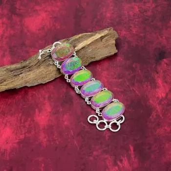 Браслет из розового триплетного опала, ювелирные изделия из цельного серебра 925 пробы с драгоценными камнями, браслет ручной работы, на День благодарения Adjustable with 8 inches розовый