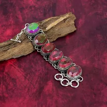 Браслет из розового триплетного опала, ювелирные изделия из цельного серебра 925 пробы с драгоценными камнями, браслет ручной работы, на День благодарения Adjustable with 8 inches розовый