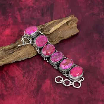 Браслет из розового триплетного опала, ювелирные изделия из цельного серебра 925 пробы с драгоценными камнями, браслет ручной работы, на День благодарения Adjustable with 8 inches розовый