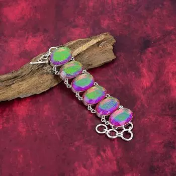 Браслет из розового триплетного опала, ювелирные изделия из цельного серебра 925 пробы с драгоценными камнями, браслет ручной работы, на День благодарения Adjustable With 8 Inches розовый