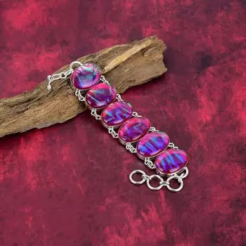Браслет из розового триплетного опала, ювелирные изделия из цельного серебра 925 пробы с драгоценными камнями, браслет ручной работы, на День благодарения Adjustable With 8 Inches розовый