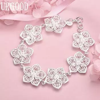 Браслет из семи цветов из стерлингового серебра 925 пробы, модные свадебные украшения 20CM