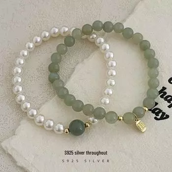 Браслет из серебра 925 пробы Banyan Tree с нефритом и жемчугом: Высококачественный женский национальный стиль, идеальный подарок для девушки BRS2899