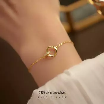 Браслет из серебра 925 пробы Banyan Tree с двумя кольцами Mobius для женщин — легкий, роскошный, универсальный, уникальный ювелирный подарок. BRS378 белого золота