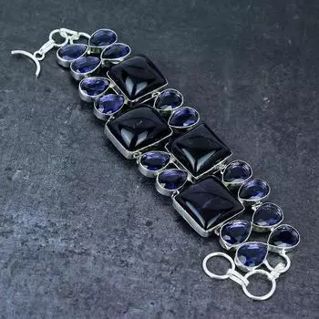 Браслет из серебра 925 пробы с этническим узором «шалфейный аметист» 7-8 дюймов Z0p27