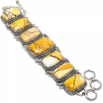 Браслет из серебра 925 пробы с брекчиевым мукаитом ручной работы 7-8 дюймов JCB360-2