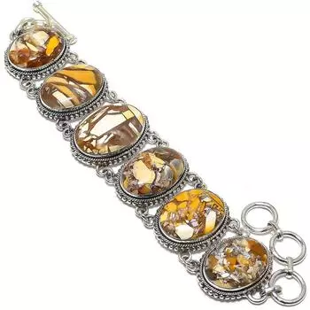 Браслет из серебра 925 пробы с брекчиевым мукаитом ручной работы 7-8 дюймов JCB353-71