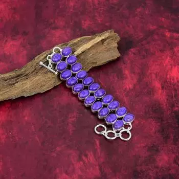 Браслет из серебра 925 пробы с чароитом, ручная работа, приличный регулируемый браслет, браслет-манжета с драгоценными камнями, подарки на помолвку Adjustable With 8 Inches фиолетовый