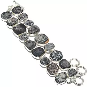 Браслет из серебра 925 пробы с драгоценными камнями из ската-коралла, 7-8 дюймов JCB326-5