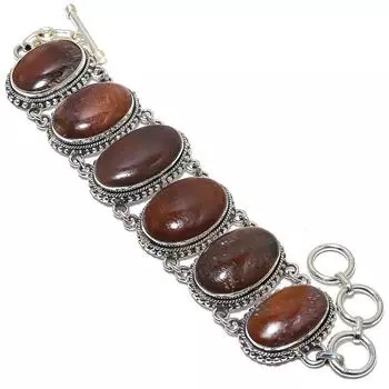 Браслет из серебра 925 пробы с драгоценными камнями в виде кости динозавра, 7-8 дюймов JCB353-130