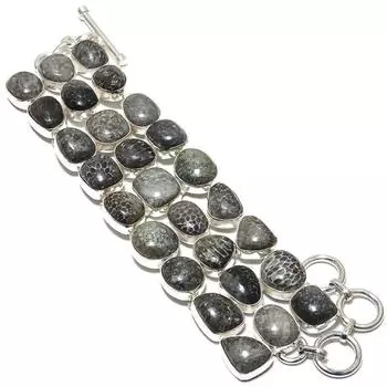 Браслет из серебра 925 пробы с драгоценными камнями из ската-коралла, 7-8 дюймов JCB326-59