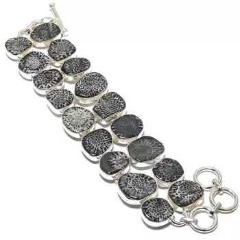 Браслет из серебра 925 пробы с драгоценными камнями из ската-коралла, 7-8 дюймов JCB326-43