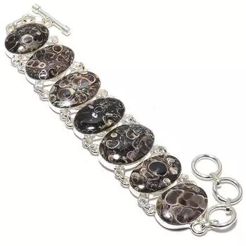 Браслет из серебра 925 пробы с драгоценными камнями Turritella Fossil, ручная работа, 7-8 дюймов JCB367-41