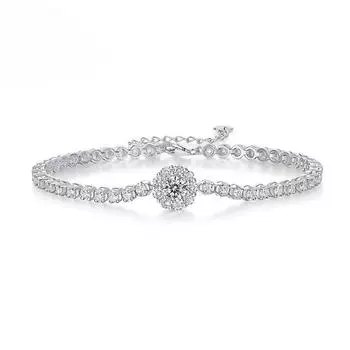 Браслет из серебра 925 пробы с муассанитом на руку + легкая роскошная цепочка для украшений на руку 925 silver