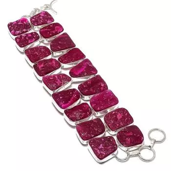 Браслет из серебра 925 пробы с натуральным геммоморфитом и друзами 7-8 дюймов b0o27