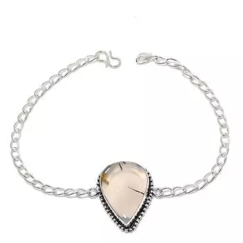 Браслет из серебра 925 пробы с натуральным агатом из Монтаны, ручная работа, 7-8 дюймов B1H62