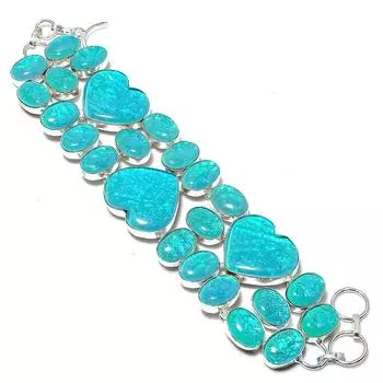 Браслет из серебра 925 пробы с натуральным зеленым опалом-триплетом 7-8 дюймов E4P87