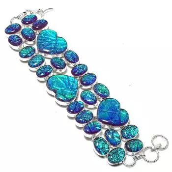 Браслет из серебра 925 пробы с натуральным синим опалом-триплетом 7-8 дюймов T8T55