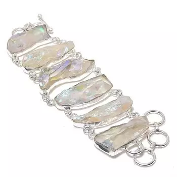 Браслет из серебра 925 пробы с натуральным кристаллом и титановым драгоценным камнем 7-8 дюймов V7A69