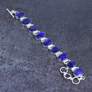 Браслет из серебра 925 пробы с натуральным бирманским сапфиром 7-8 S6r78