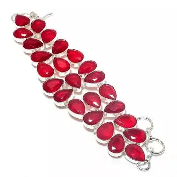 Браслет из серебра 925 пробы с натуральным мозамбикским гранатом 7-8 дюймов I9Z75