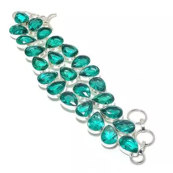 Браслет из серебра 925 пробы с натуральным турмалином и индиголитом 7-8 дюймов u7J64