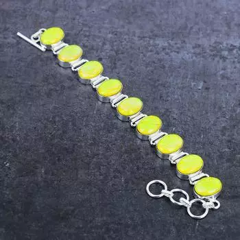 Браслет из серебра 925 пробы с натуральным желтым опалом-триплетом 7-8 дюймов V5Q30