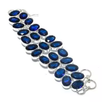 Браслет из серебра 925 пробы с натуральным лондонским голубым топазом 7-8 дюймов I9y98