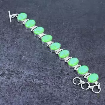 Браслет из серебра 925 пробы с натуральным зеленым опалом-триплетом 7-8 дюймов v4F05