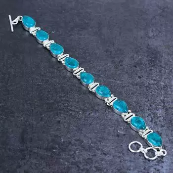 Браслет из серебра 925 пробы с натуральным швейцарским голубым топазом 7-8 дюймов f6I31