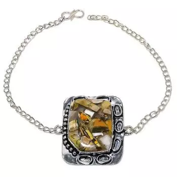 Браслет из серебра 925 пробы с натуральным шмелем-яшмой, 7-8 дюймов, n5y76