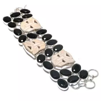 Браслет из серебра 925 пробы с натуральной камеей и шпинелью, ручная работа, 7-8 дюймов z3P07