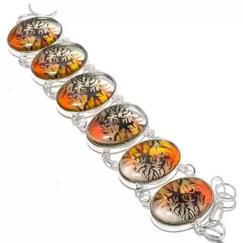 Браслет из серебра 925 пробы с натуральным дихроичным стеклом и драгоценными камнями 7-8 дюймов t3q57