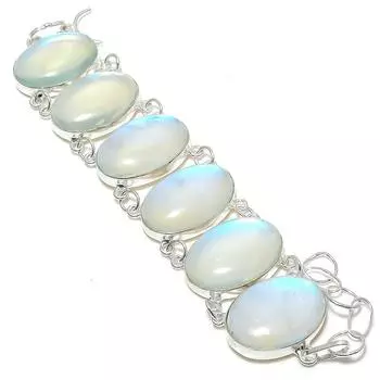 Браслет из серебра 925 пробы с натуральным молочным опалом ручной работы 7-8 дюймов D4N12