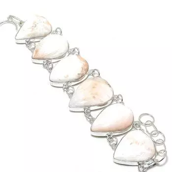 Браслет из серебра 925 пробы с натуральным сколецитом ручной работы7-8 a5b44