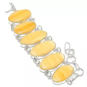 Браслет из серебра 925 пробы с натуральным желтым кальцитом, ручная работа, 7-8 дюймов M9L66