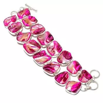 Браслет из серебра 925 пробы с натуральным жемчугом-блистером ручной работы 7-8 дюймов E5i59