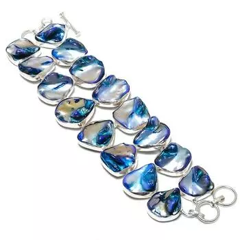 Браслет из серебра 925 пробы с натуральным жемчугом-блистером, ручная работа, 7-8 дюймов G7d53