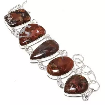 Браслет из серебра 925 пробы с натуральным шовным агатом и драгоценным камнем 7-8 дюймов H9v80