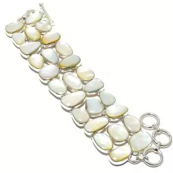 Браслет из серебра 925 пробы с перламутром и драгоценными камнями 7-8 дюймов JCB326-39