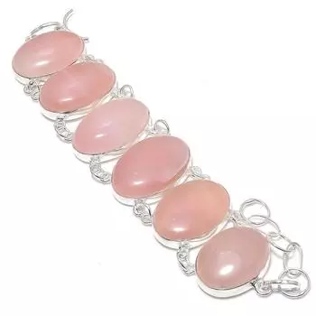 Браслет из серебра 925 пробы с розовым кварцем ручной работы 7-8 дюймов Y4M14
