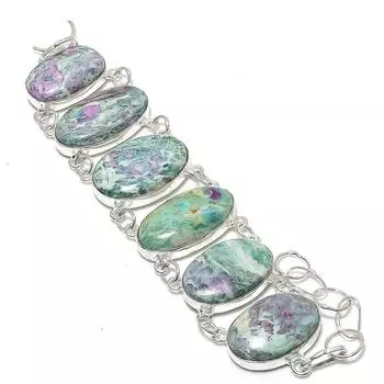 Браслет из серебра 925 пробы с рубиновым фукситом и драгоценным камнем 7-8 дюймов q0B80