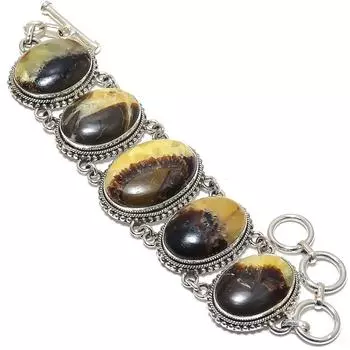 Браслет из серебра 925 пробы с септарианским камнем ручной работы, этнический, 7-8 дюймов JCB353-61