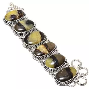 Браслет из серебра 925 пробы с септарианским камнем ручной работы, этнический, 7-8 дюймов JCB360-103