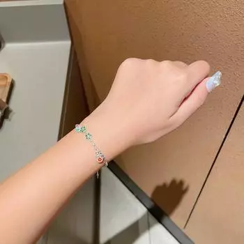 Браслет из серебра 999 пробы с синей эмалью высокой температуры