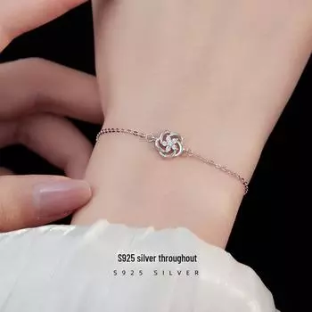 Браслет из серебра Banyan Tree S925 Camellia - модный цветочный дизайн 2023 года для женщин BRS345 серебряный