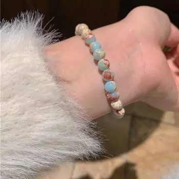 Браслет из шариков из камня Шоушань, женский, свежий, ручной работы, из бусин, нишевый дизайн, браслет для подруг, минималистичные элегантные украшения 18cm 6mm Shoushan Stone Bracelet