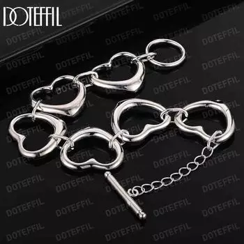 Браслет из шести сердец из стерлингового серебра 925 пробы, модные свадебные украшения 20CM